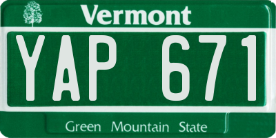 VT license plate YAP671