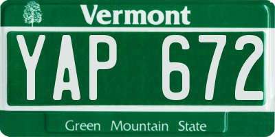 VT license plate YAP672