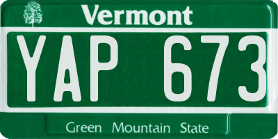 VT license plate YAP673