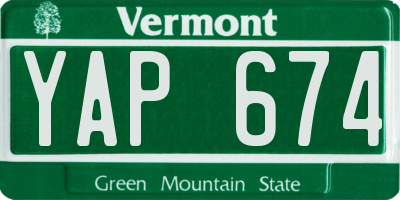 VT license plate YAP674