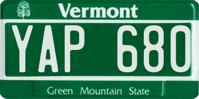 VT license plate YAP680