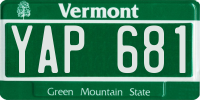 VT license plate YAP681