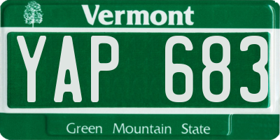 VT license plate YAP683