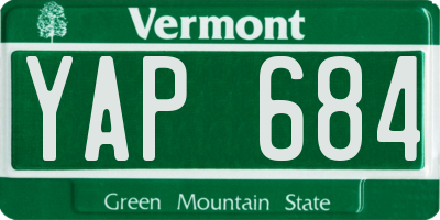 VT license plate YAP684
