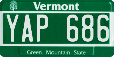 VT license plate YAP686