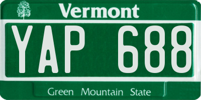 VT license plate YAP688