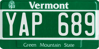 VT license plate YAP689
