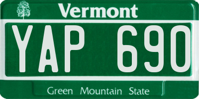 VT license plate YAP690