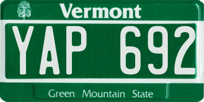 VT license plate YAP692