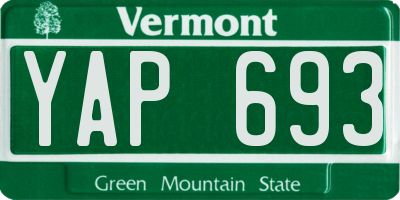 VT license plate YAP693