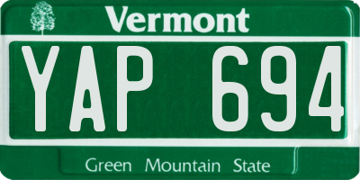 VT license plate YAP694