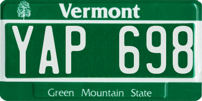 VT license plate YAP698