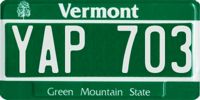 VT license plate YAP703