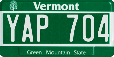 VT license plate YAP704