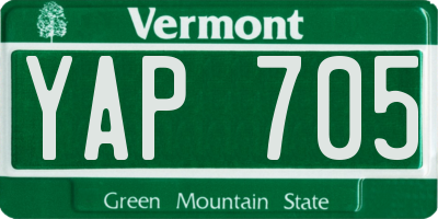 VT license plate YAP705