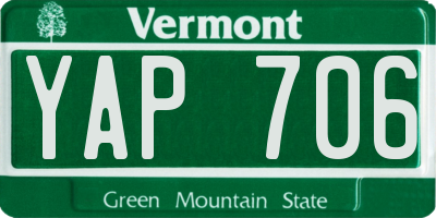 VT license plate YAP706