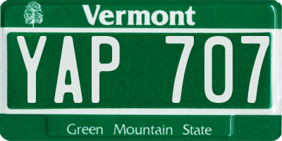 VT license plate YAP707