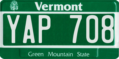 VT license plate YAP708