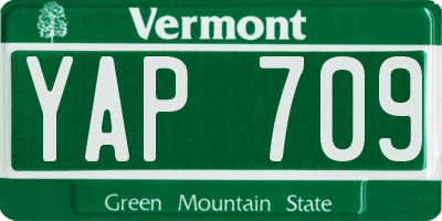 VT license plate YAP709