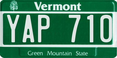 VT license plate YAP710