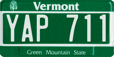 VT license plate YAP711