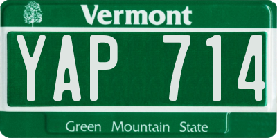 VT license plate YAP714