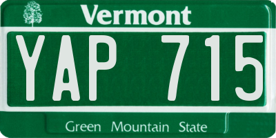 VT license plate YAP715