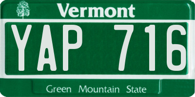VT license plate YAP716