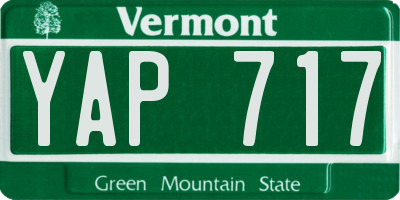 VT license plate YAP717