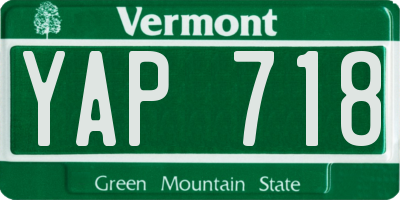 VT license plate YAP718