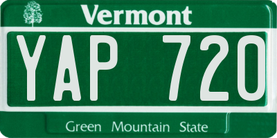 VT license plate YAP720