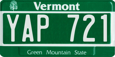 VT license plate YAP721