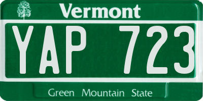 VT license plate YAP723