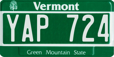 VT license plate YAP724