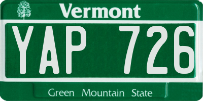 VT license plate YAP726