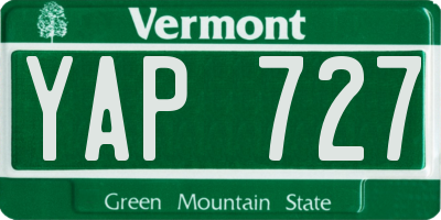 VT license plate YAP727