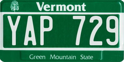 VT license plate YAP729