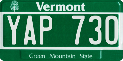 VT license plate YAP730
