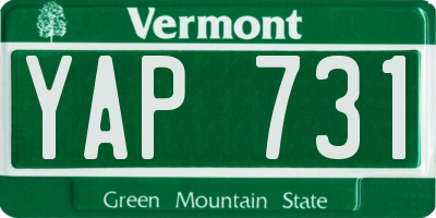 VT license plate YAP731