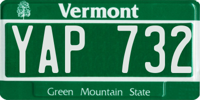 VT license plate YAP732