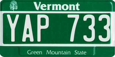 VT license plate YAP733