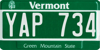 VT license plate YAP734