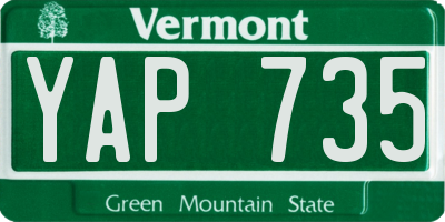 VT license plate YAP735