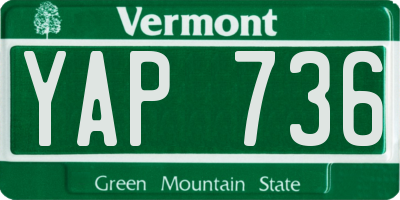 VT license plate YAP736