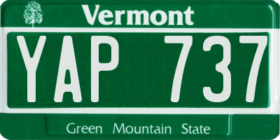 VT license plate YAP737