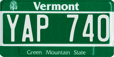 VT license plate YAP740