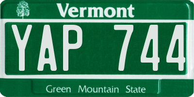 VT license plate YAP744