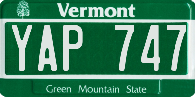 VT license plate YAP747