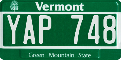 VT license plate YAP748