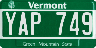 VT license plate YAP749
